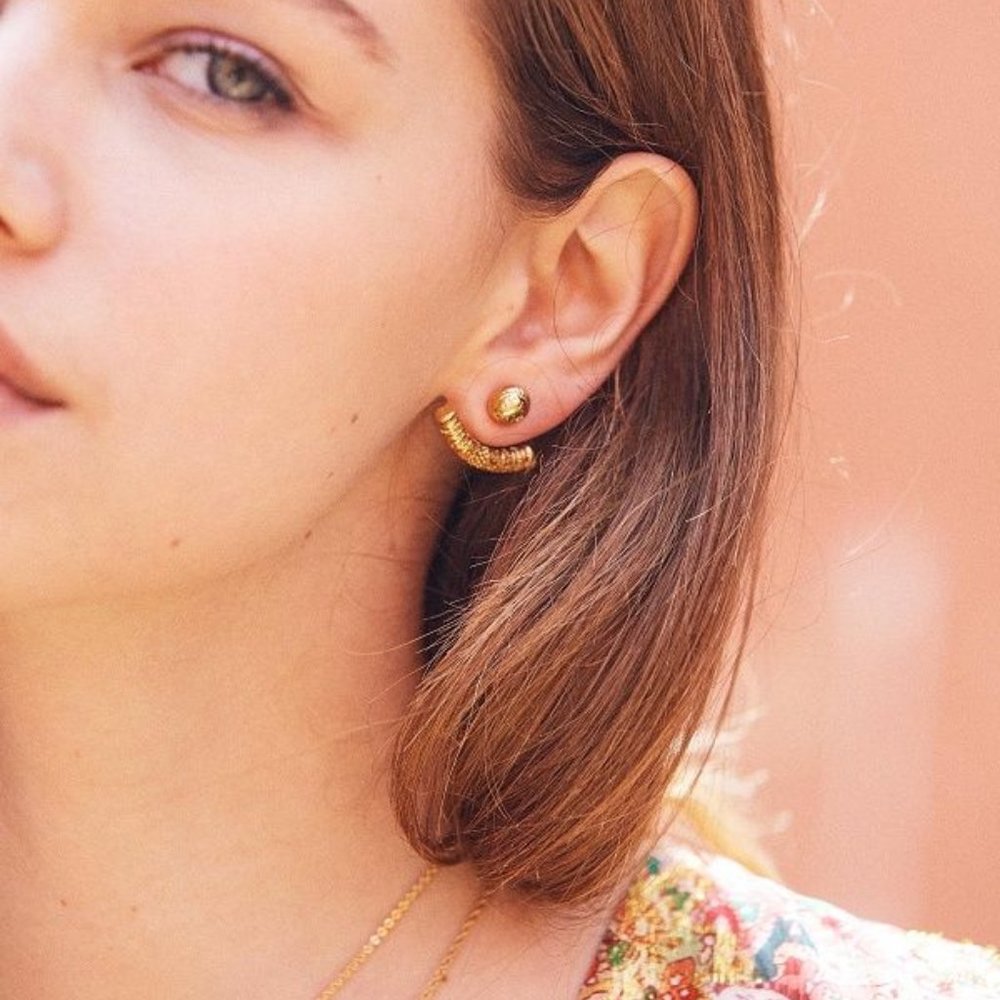Sezane Annabelle Front Back Gold Earrings